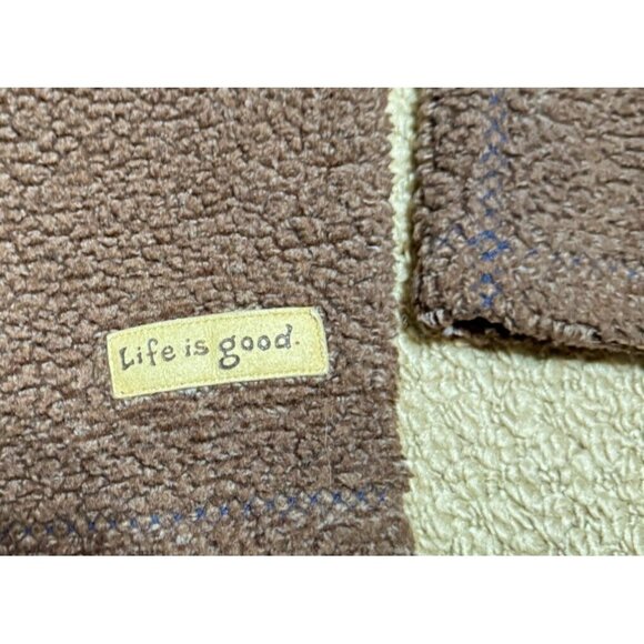 LIFE IS GOOD SHERPA PULLOVER JACKET SIZE S BROWN FLEECE 1/4 ZIP MOCK NECK WOMENS - Picture 3 of 6